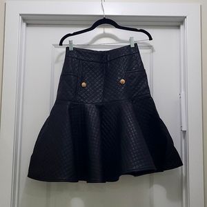 Black leather quilted skirt